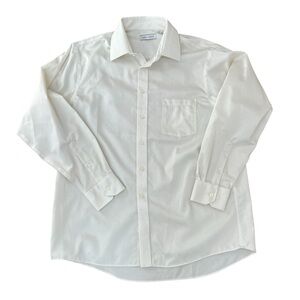 Joseph Abboud 17 34/35 Men’s Button Down Shirt Cream Color with Pattern Cotton